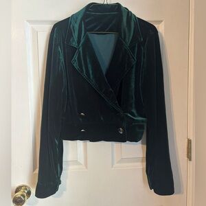 SHEIN Dark Green Velvet Blazer